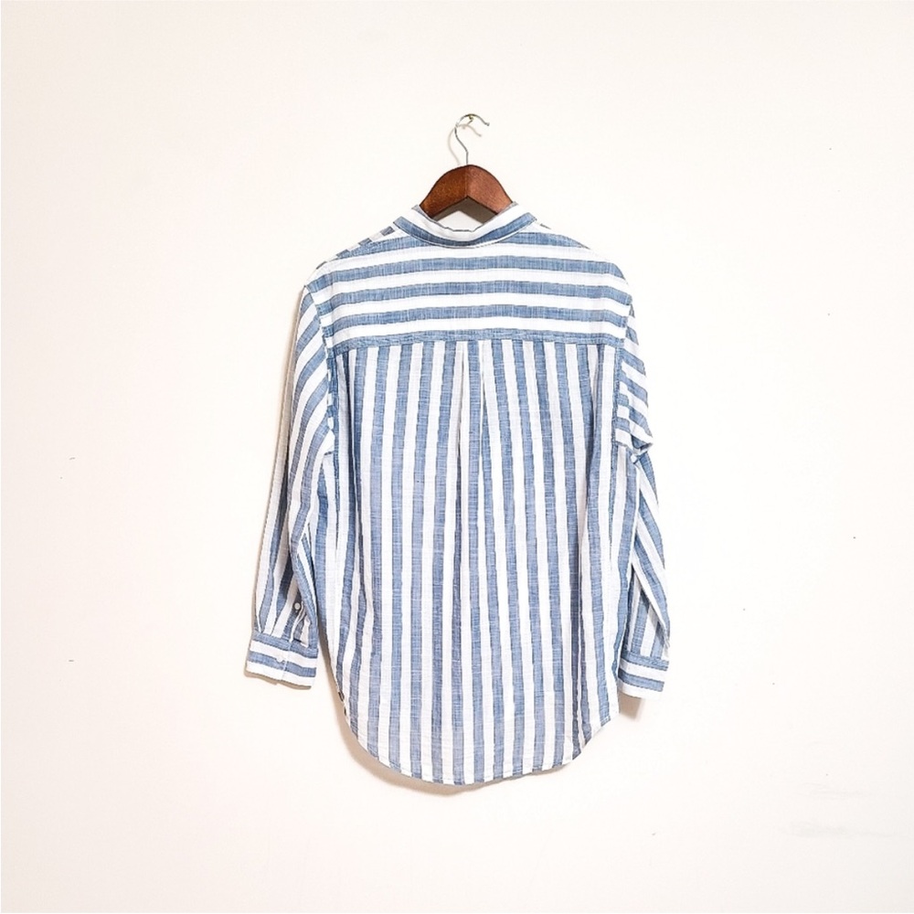 Madewell Blue & White Striped OVERSIZED Button Down Top - Picture 5 of 7